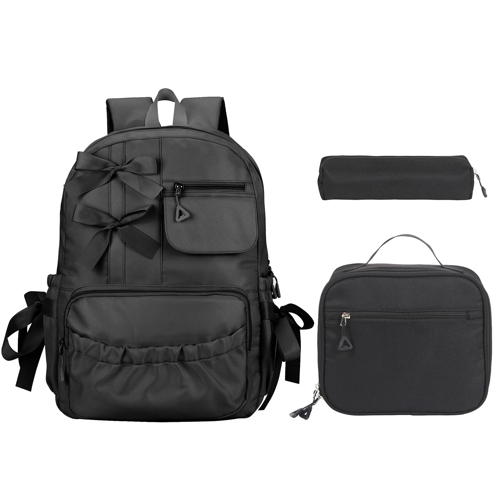 Phaoullzon Girls Bow Backpack with Lunch box for School Coquette Bookbag Kawaii Dance Bag