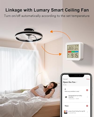 Miniatura 2 de Lumary Termómetro inteligente higrómetro, WiFi y Bluetooth sensor de humedad de temperatura interior con alerta de aplicación, pantalla LED,