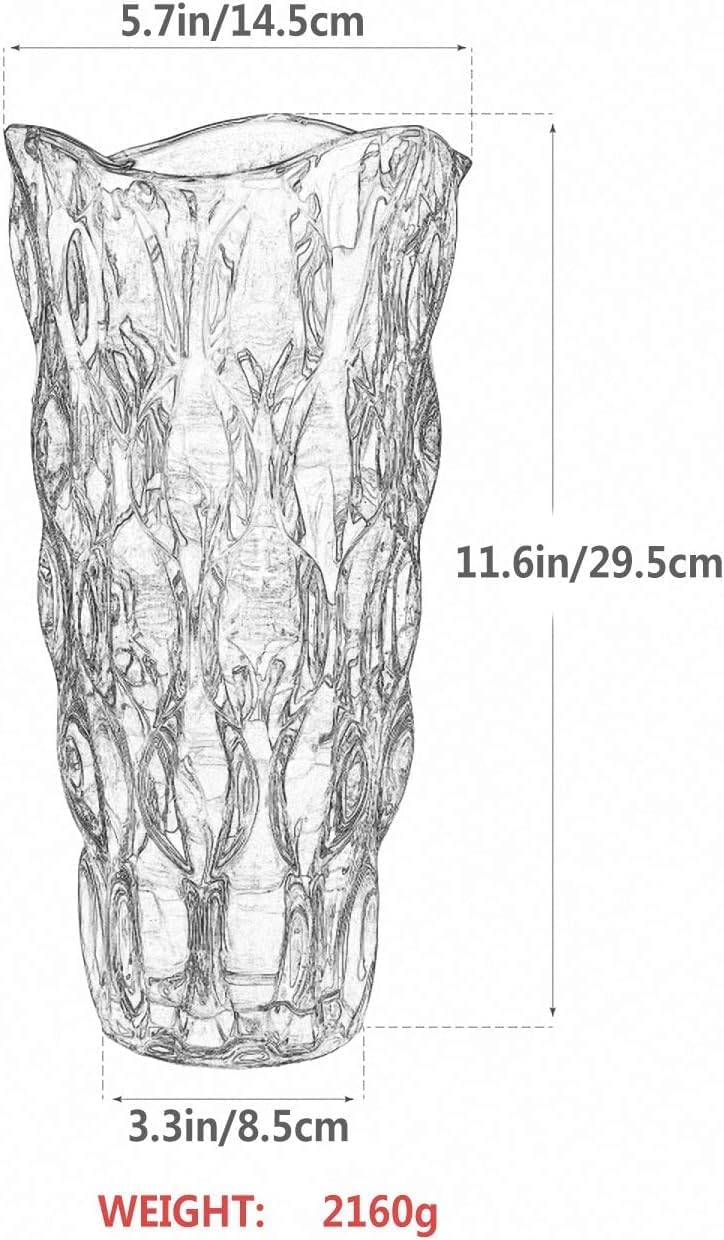 White vase Flower Vase for Decor Glass Colorful Vase 11.8" Tall