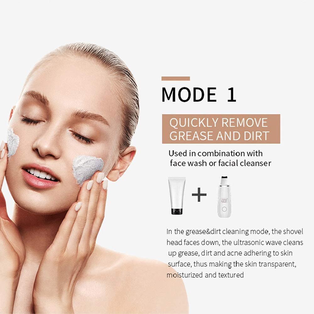 MU Detergente per la pelle del viso, Scrubber per la pelle del viso Rimozione di punti neri Pulizia della pelle dei pori Peeling, Strumento di bellezza per display a led per pulizia profonda del viso