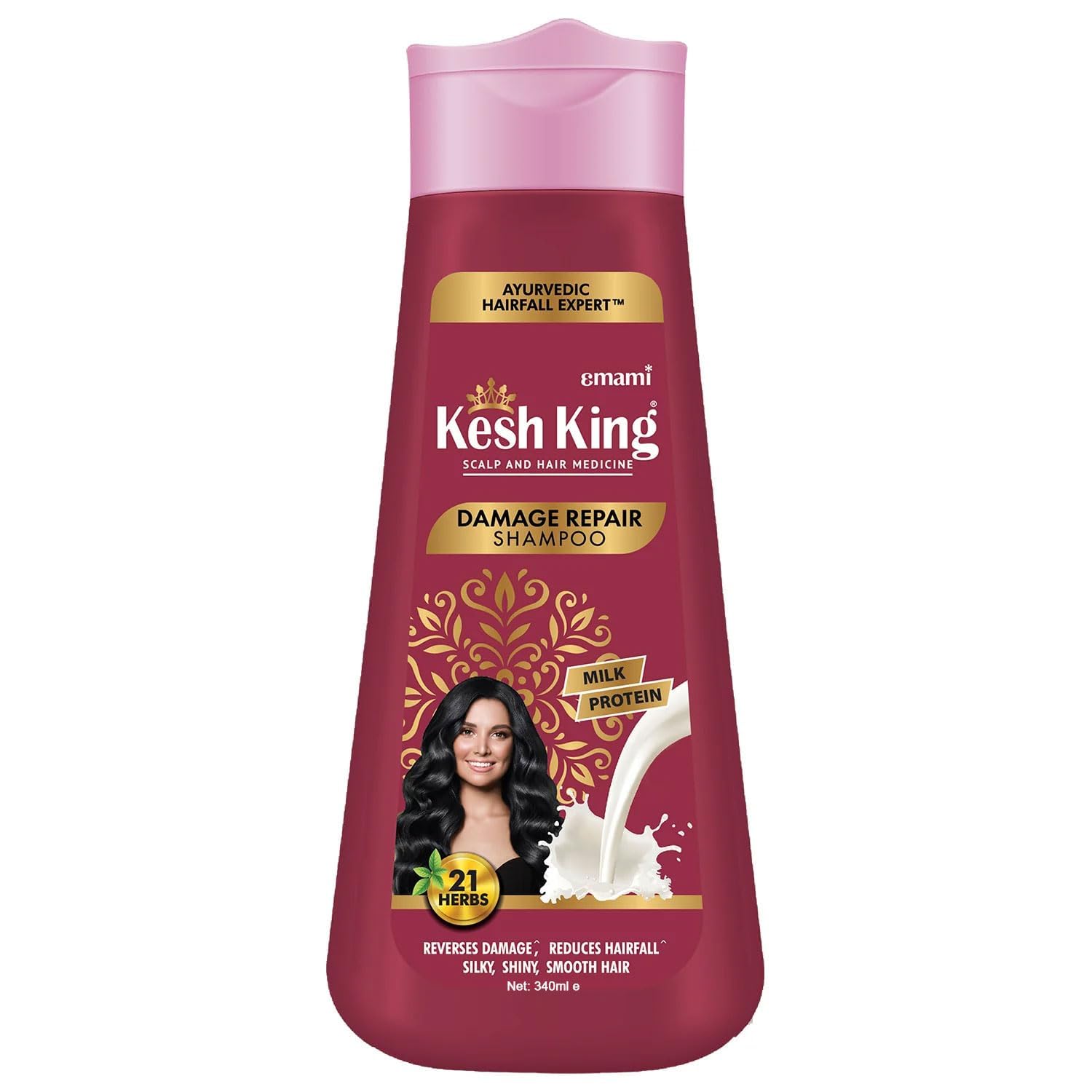 Kesh King Ayurvedic Damage Repair Shampoo | Reduces hair fall | Soothes itchy scalp | No Paraben & No Silicon | 21 natural ingredients | Enriched with curd, lemon & neem | 340 ml