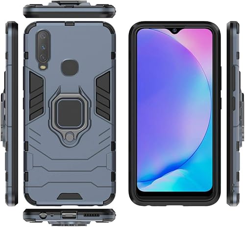 Miniatura 4 de LuluMain Compatible con VIVO Y17, soporte de anillo de metal, a prueba de golpes, parachoques duro (funciona con soporte magnético para automóvil),