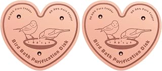 Uni-J 99.99% Pure Copper Bird Bath Purification Disk, Copper Disc inhibiting Algae buildup - Fits All Outdoor Bird Bath Bowls- 2Pcs Heart Shape