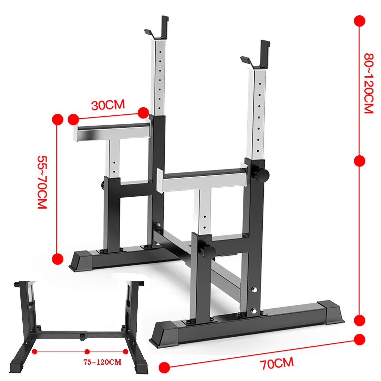 Soporte para Sentadillas con Barra y Ancho y Longitud Ajustables para un Entrenamiento Muscular eficaz, Carga máxima de