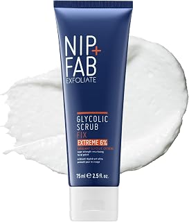 Nip + Fab Glycolic Fix Scrub Extreme (2.5 fl oz) – 6% Glycolic Acid 3-in-1 Facial Exfoliator & Pore Refiner – Deep Cleansing AHA BHA Face Scrub for Brightening & Smoothing