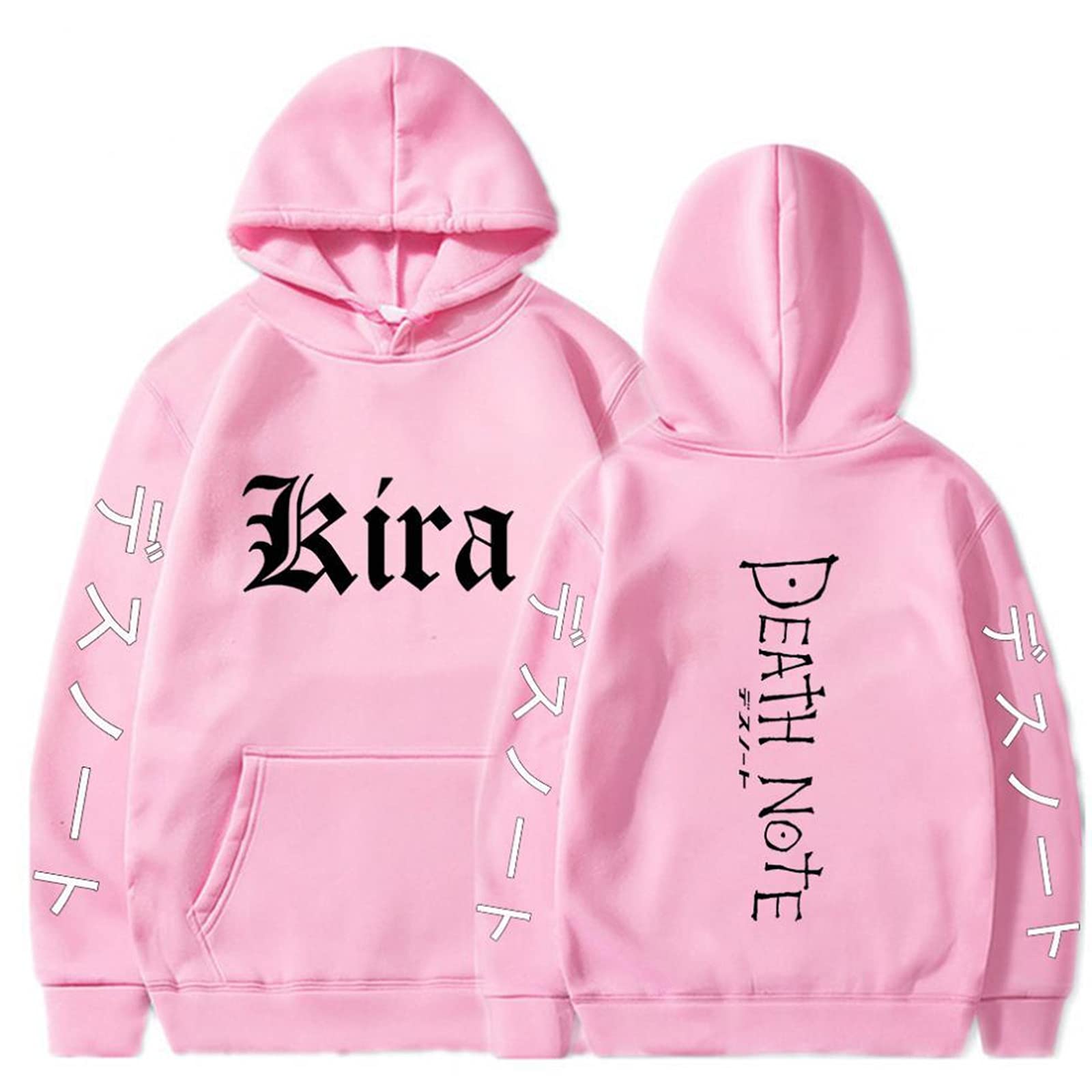 Unisex Death Note Hoodie L·Lawliet Yagami Light Hoodie Pullover Misa Amane Ryuk Cosplay Costume for Men Women Pink