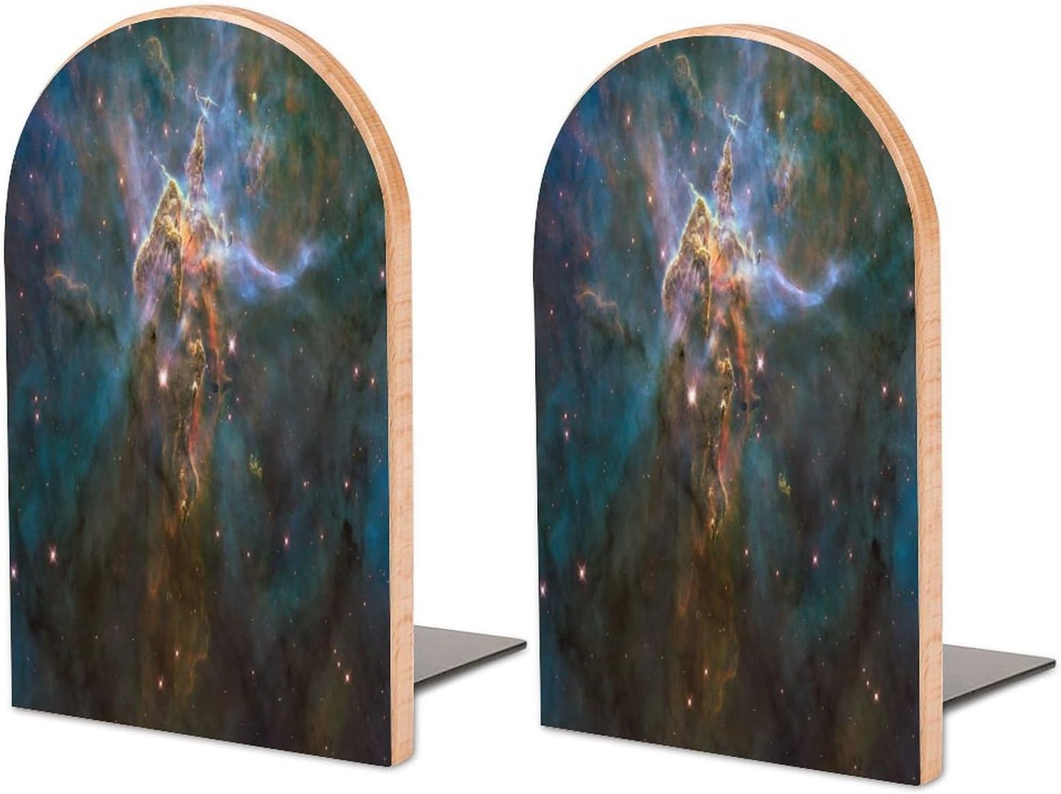 Storage Bookshelf, Nebula Science Fiction 2 Sturdy Thickened Bookends s Wooden Storage Bookshelf, Suitable For Home, Office, Study Room, School, Library