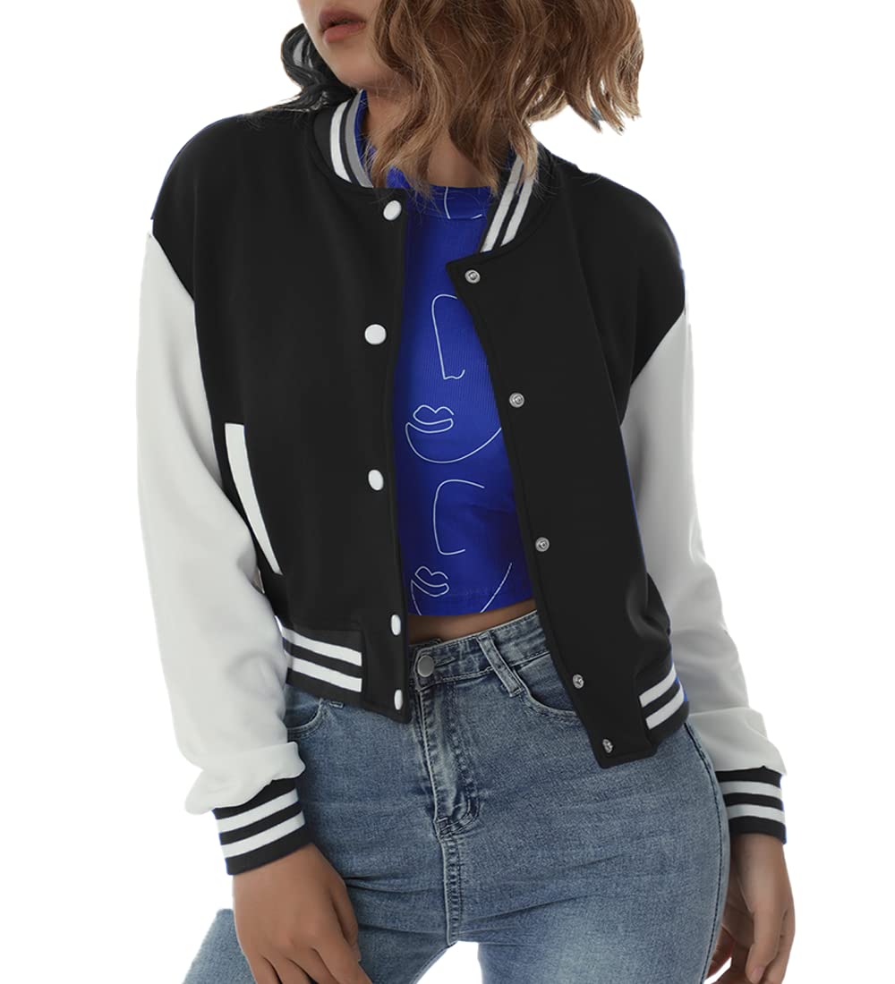 drobe Crop Varsity jackets for Women/Stylish jacket for winter/Jackets for Women/Letterwoman Varsity jacket-picture-19