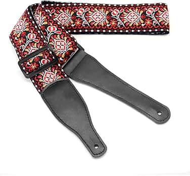 Amazon.co.jp: FUKUSHOP ギターストラップ 刺繍 ジャカード織 本革