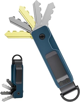 Key Organizer, Compact Key Holder for Keychain, Metal Minimalist Pocket Key Chain, Secures 1-5 Keys