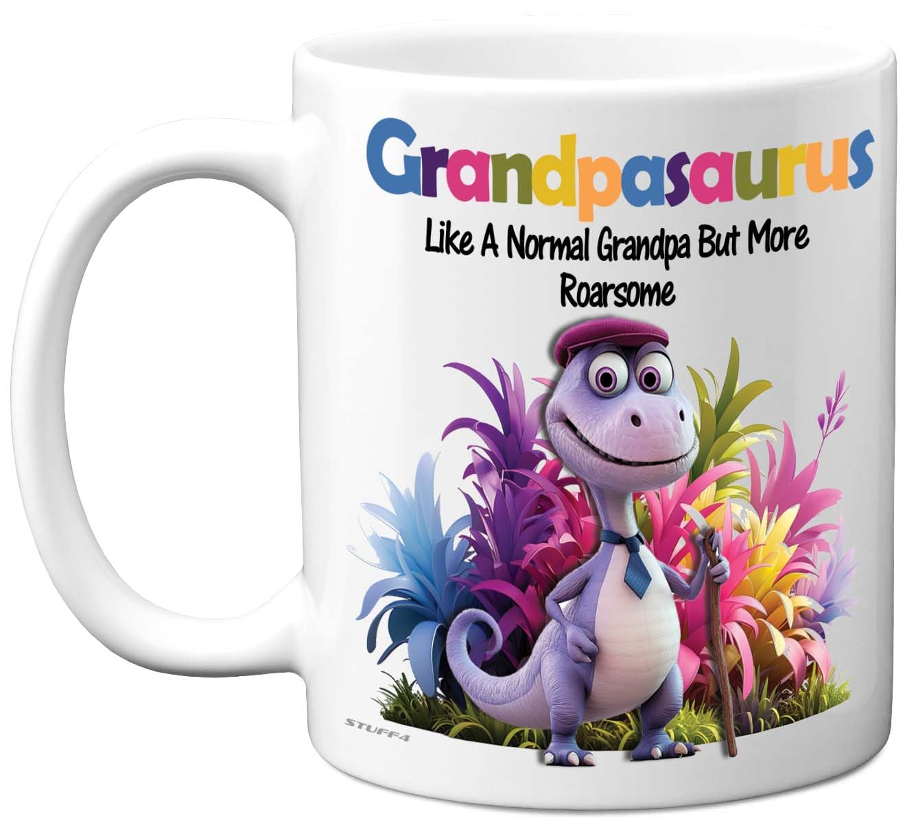 Stuff4 Grandpa Gifts - Roarsome Grandpasaurus Mug - Happy Birthday Gifts for Grandpa from Grandson Granddaughter, Dinosaur Father's Day Presents, 11oz Ceramic Dishwasher Safe Premium Mugs