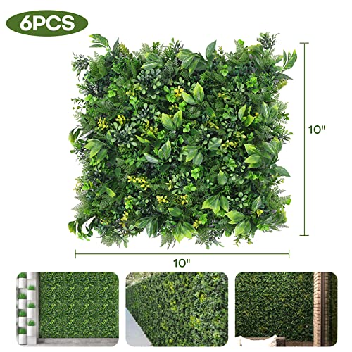 Boshen Artifical Grass Wall Backdrop 6Pcs 10"X10" Boxwood Panels Grass Boxwood Hedge Wall Panels Greenery Backdrop Uv Protected Artificial Grass Wall Decor For Party Wedding Backyard Indoor Outdoor #TOP24