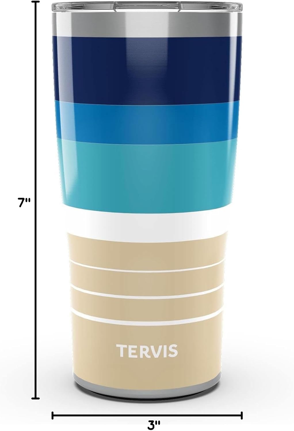 Tervis Traveler Beachscape Triple Walled Insulated Tumbler Travel Cup Keeps Drinks Cold & Hot, 20oz, Stainless Steel - Image 9