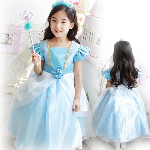 Amazon Co Jp Kalavika シンデレラ風ドレス ワンピース 子供 コスチューム衣装 Cinderellaコスプレ ベビー 可愛い ガールズ グッズ ディズニープリンセス キッズ パーティー 学園祭 発表会 110 1 130 140 150 ファッション