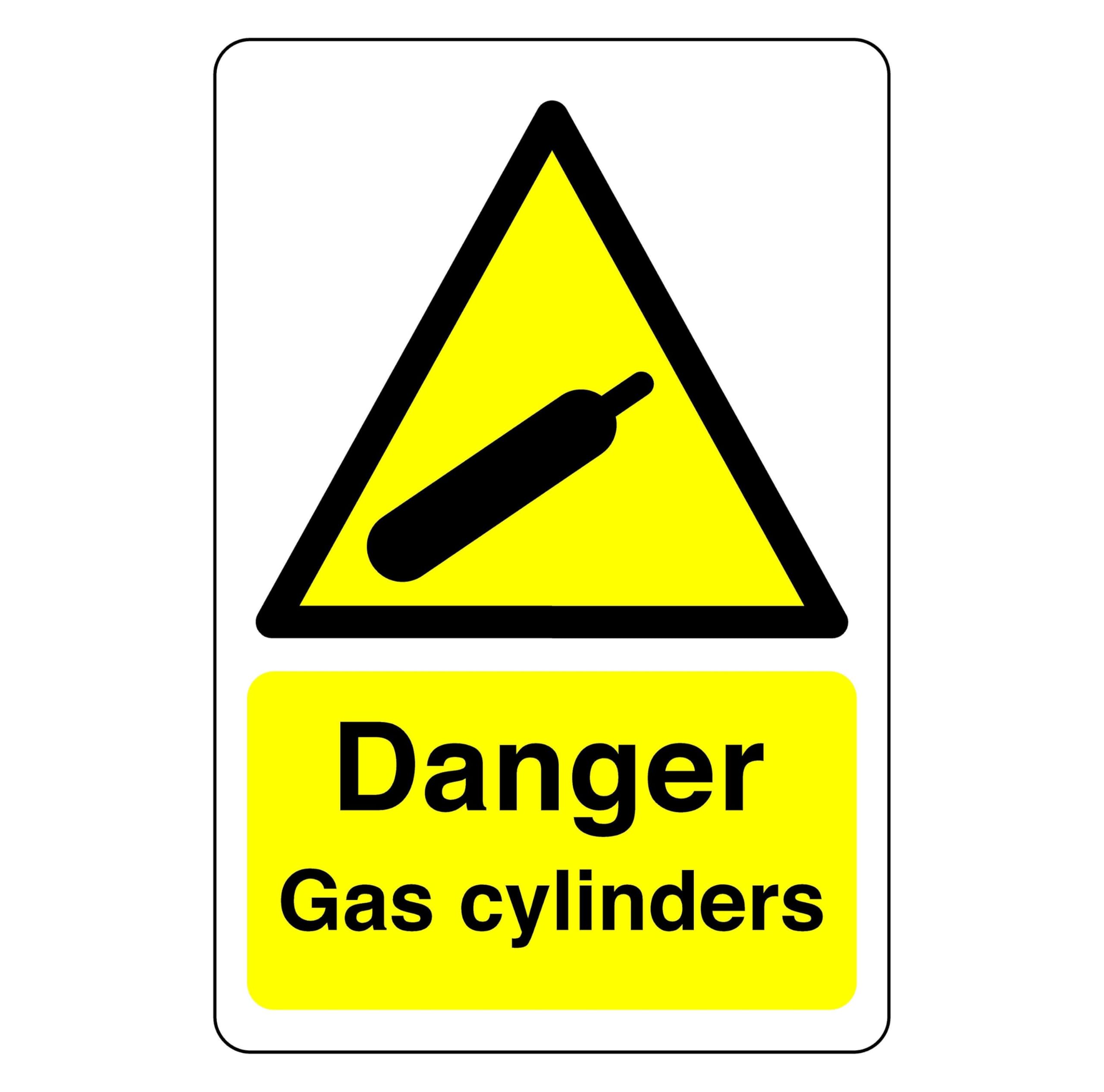 Danger gas cylinders sign - 1.2mm Rigid plastic for indoor/outdoor usage (400mm x 300mm) Viewing Distance within 14m.