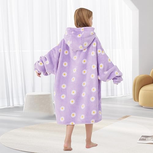 Miniatura 193 de Wearable Blanket Hoodie for Kids Oversized Sherpa Blanket Hoodie for Kids Boys Girls Teens 6-13YR,Navy Shark