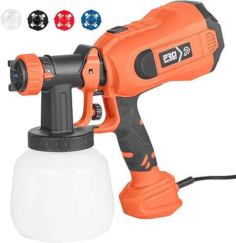 Prostormer Pulverizador de pintura, pistola eléctrica HVLP de alta potencia de 750 vatios con recipiente de 40.6 fl oz, 4 boquillas, fácil
