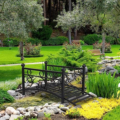 image for VINGLI 3.4ft Metal Garden Bridge, 330lbs Capacity Garden Bridges for O