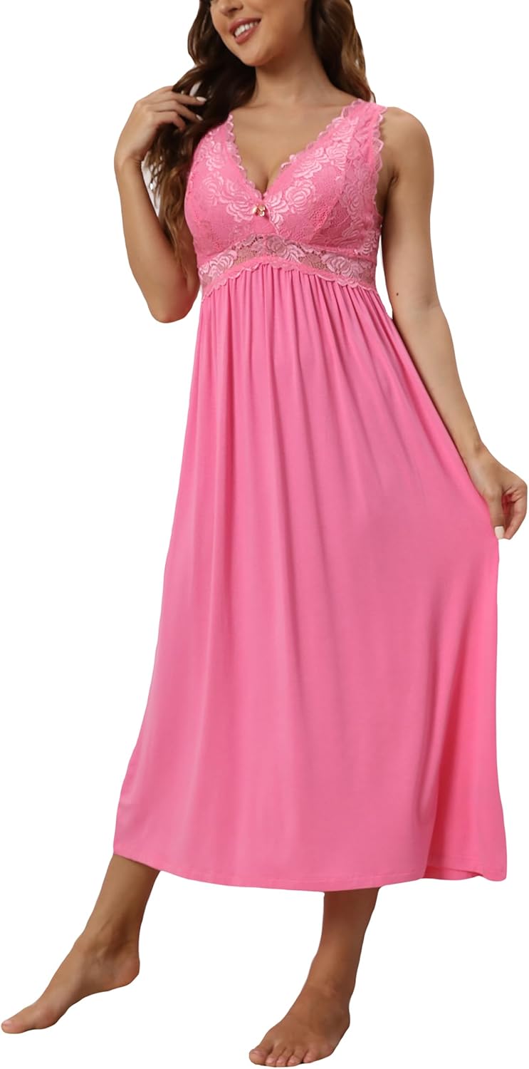 ALCEA ROSEA Womens Sexy Nightgowns Long Floral Lace silky Lingerie supportive Chemises Full slip for Women Elegant Sleepwear - Image 6