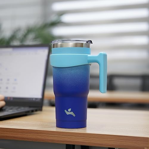Miniatura 334 de 10 oz Tumbler with Handle and 2 Straw 2 Lid, Insulated Water Bottle Stainless Steel Vacuum Cup Reusable Travel Mug,Turquoise Negro