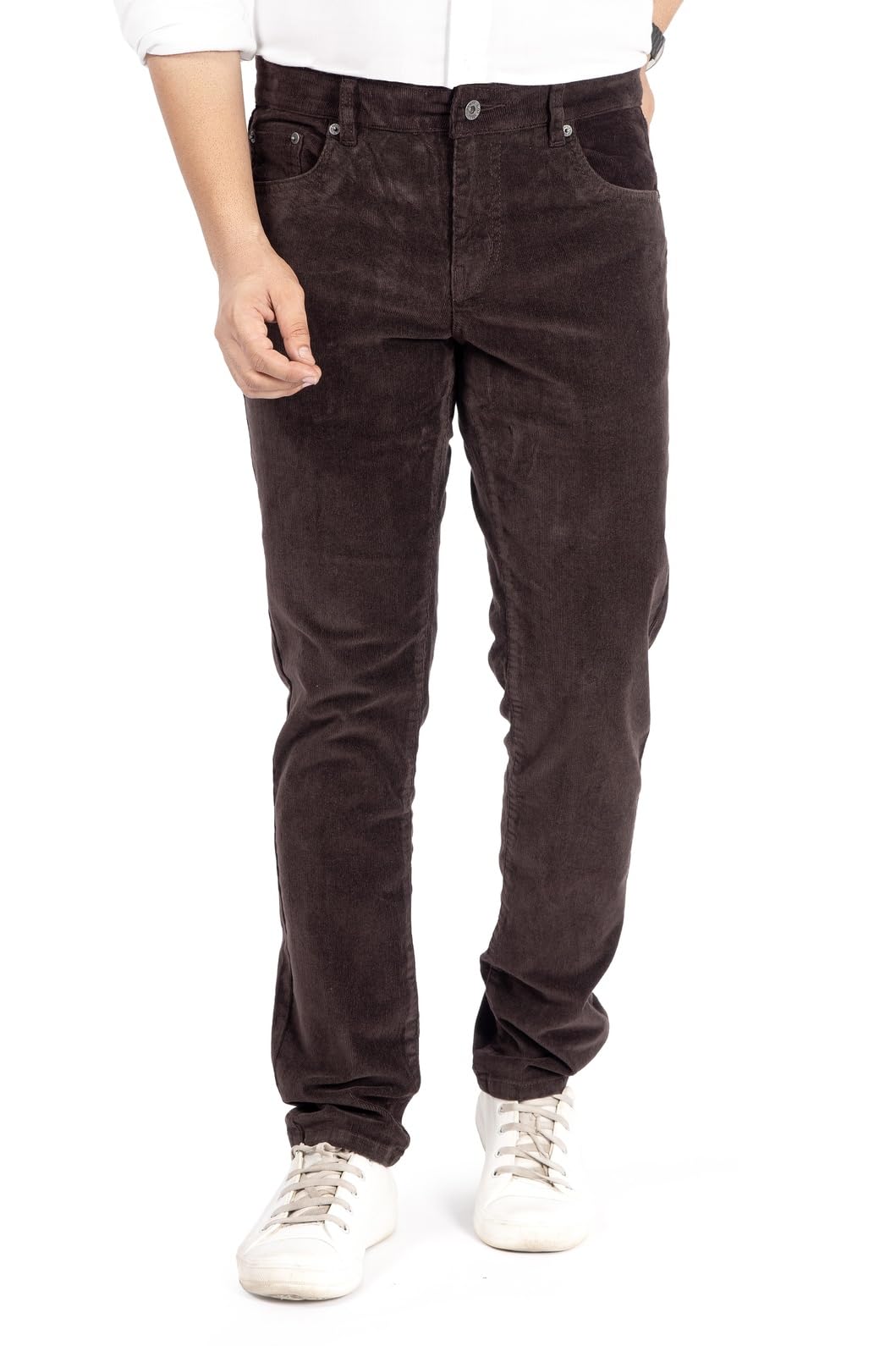 Men's Corduroy Trousers | Regular Fit Pants for Men | Mid Rise Casual Trousers | Soft Premium 16 Wales Corduroy Fabric Jeans | Clean Front Trouser-image-9