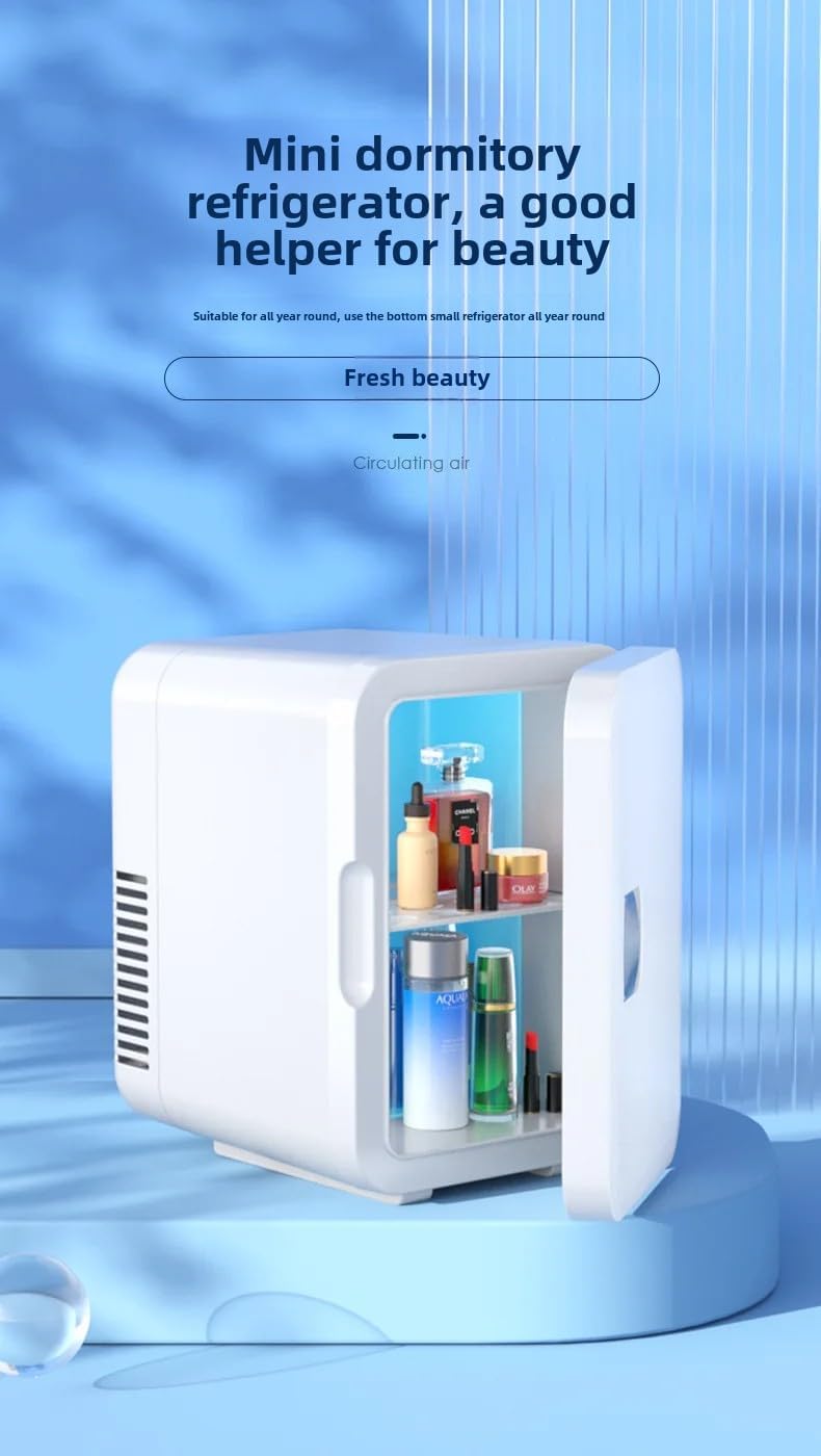 Skincare Fridge - 4L Makeup Mini Fridge with Dimmable LED Light Mirror, Portable Cooler & Warmer Mini Fridge for Bedroom, Car, Office & Dorm - Ideal for Cosmetics - White