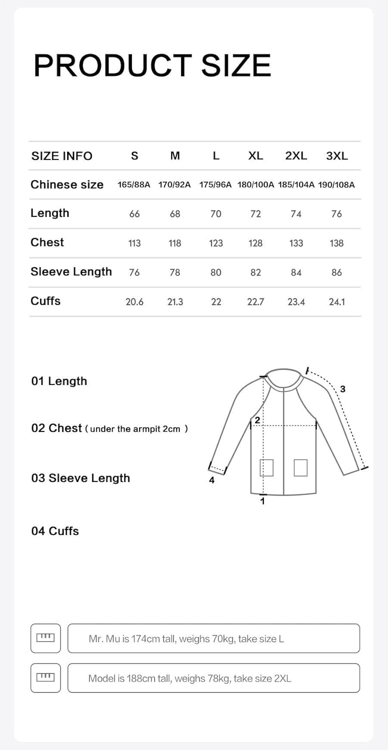Men Oversize Jackets Plus Size Fit Outdoor Wear Outerwear