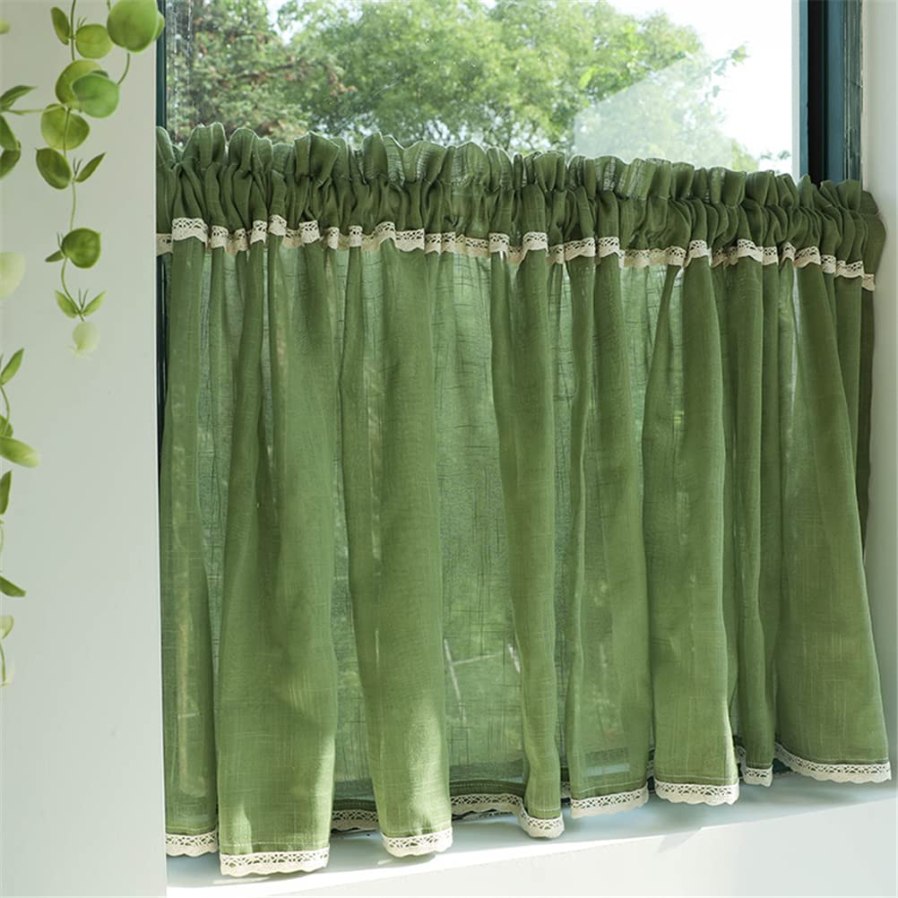 Zasłona Sheer Valance, mała zasłona kuchenna, półprzezroczysta, krótka zasłona z woalu, karnisz, filtrujący światło, karnisz bistro,Krótkie zasłony(Pink,W x H 150x40cm)
