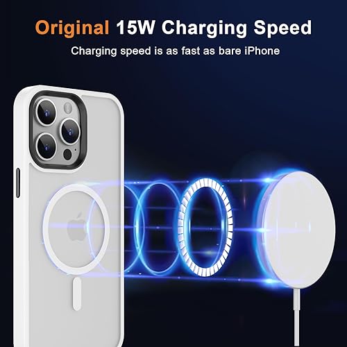 Miniatura 7 de MOCCA Funda magnética fuerte para iPhone 14 Pro Max compatible con Magsafe protección de grado militar de 10 pies translúcida mate delgada a prueba