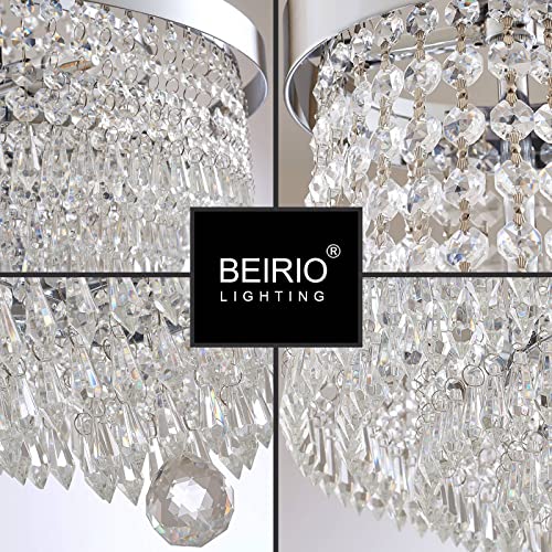 Beirio 14-Lights Luxury Chrome Finish Classic Empire Style Rain Drop K9 Crystal Chandelier Ceiling Light Fixture For Living Room Foyer Dining Room Kitchen Island Hallway Bedroom (W22 × H33 Inch) #TOP3