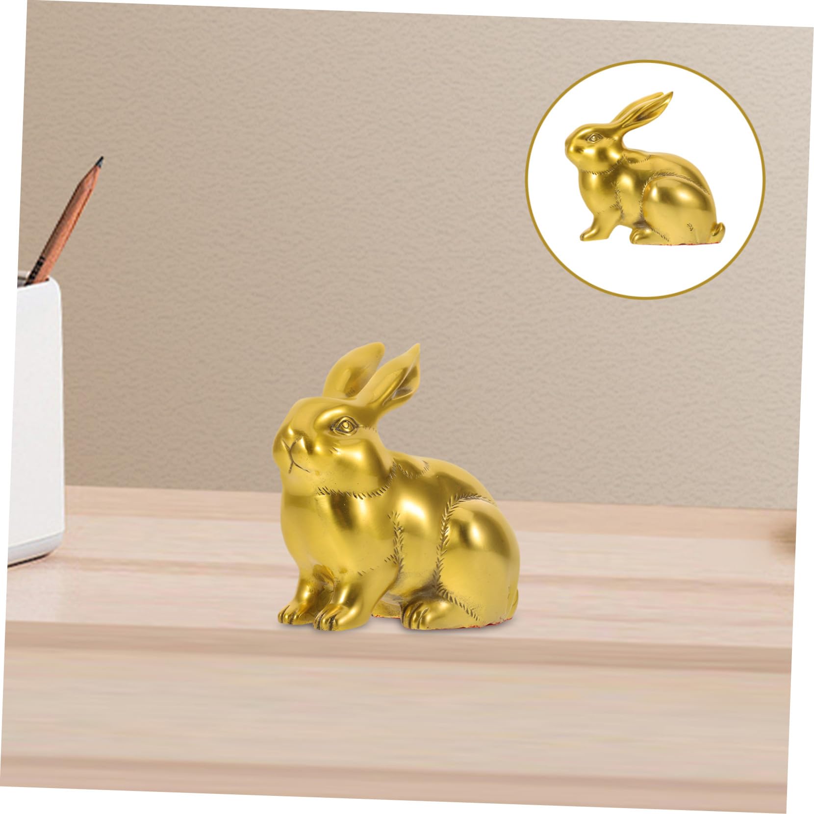 Cabilock Figurine Lapin Laiton Miniature Sculpture Animale Feng Shui Décoration Bureau Maison Métal Artisanale