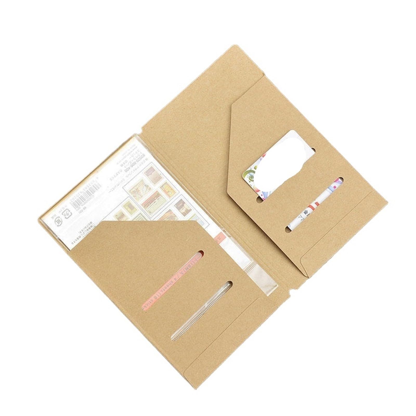 Carpetas de papel kraft tamaño L para cuadernos de viaje recargables 8