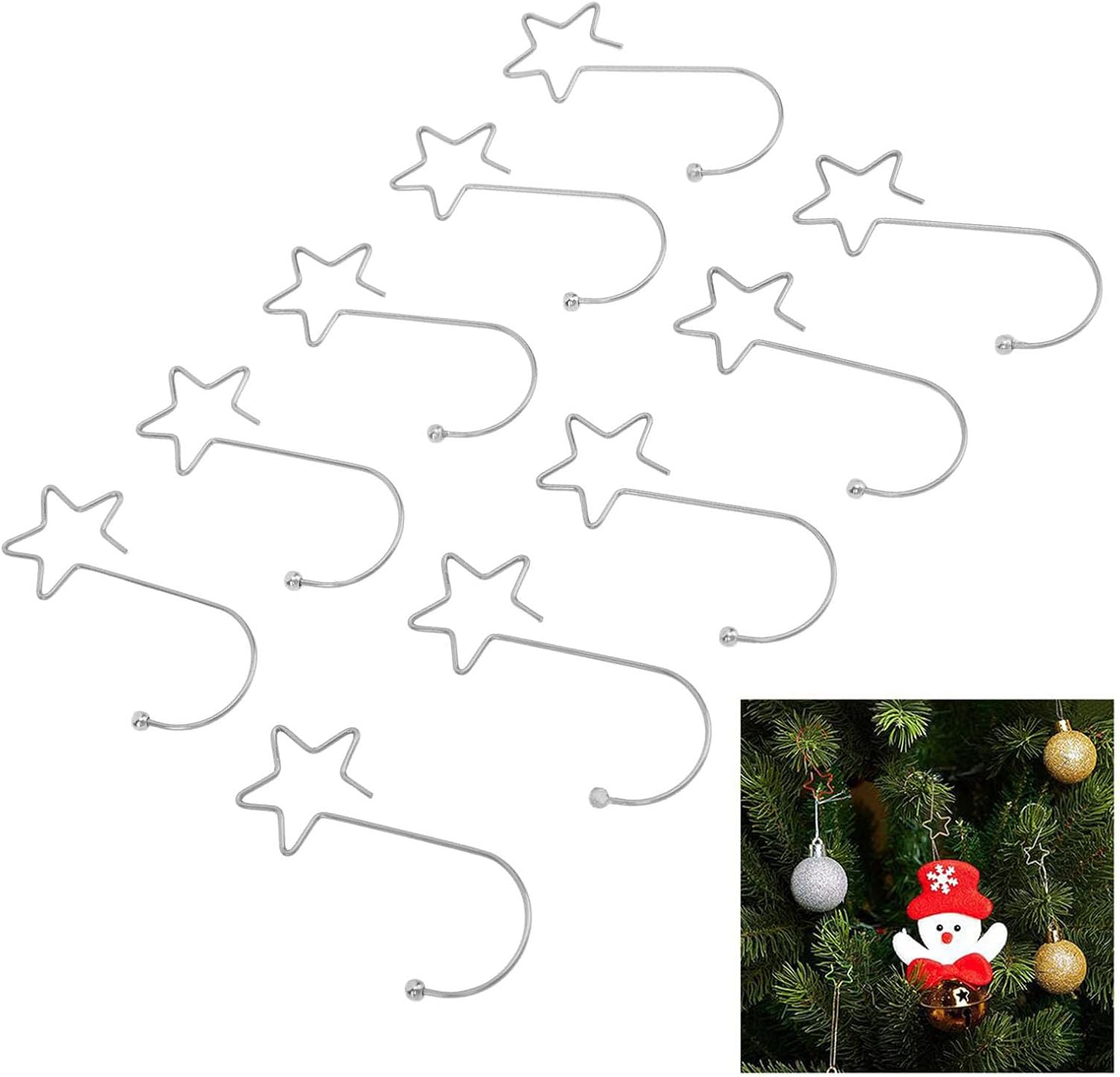 120pcs Star Shaped Christmas Tree Hooks Stainless Steel Decoration Hangers for Easter Halloween Party