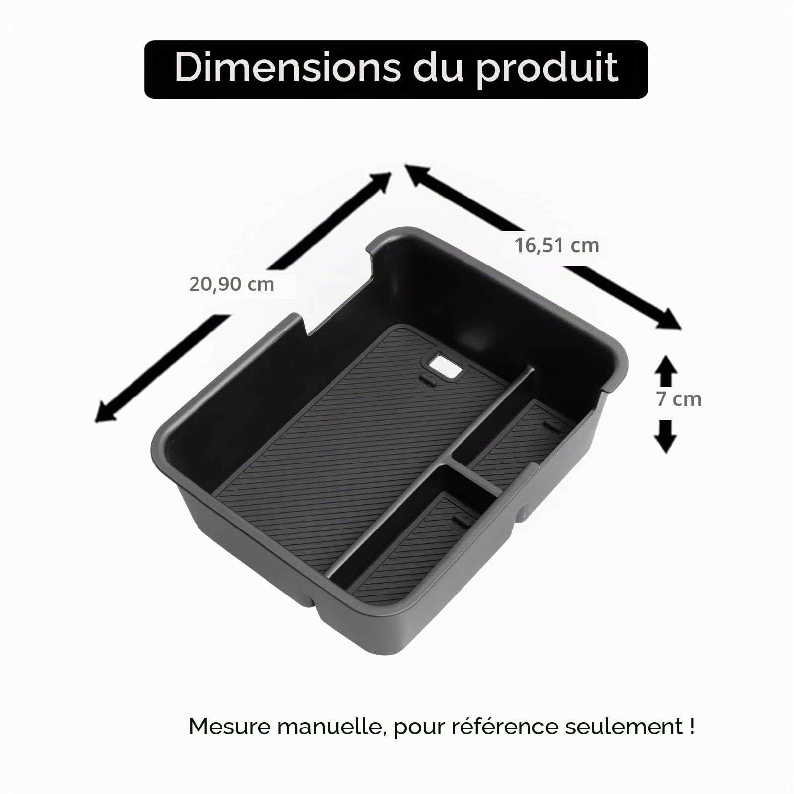 smabee Boîte d'accoudoir compatible avec Leapmotor B10 2025 2026 - Plateau de rangement pour voiture - Accessoires intérieurs ABS + PVC - Noir