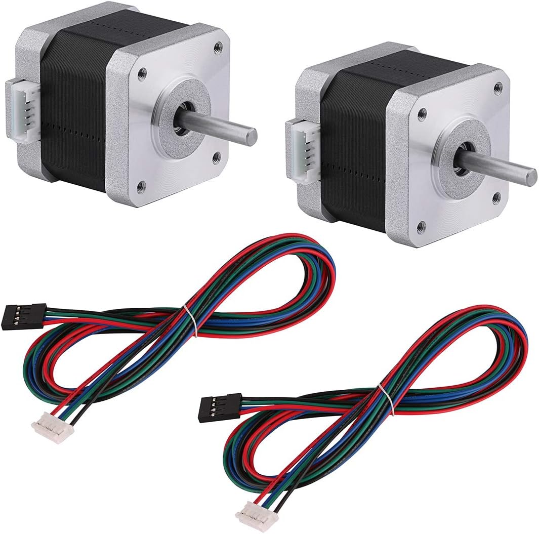 2PCS Nema 17 Stepper Motor 40mm 1.68A 12V 0.45Nm Nema High Torque Biopolar Low Noise 42 2-Phrase Universal Electric DC Step Motor with Cable for 3D Printer Engraving Machine
