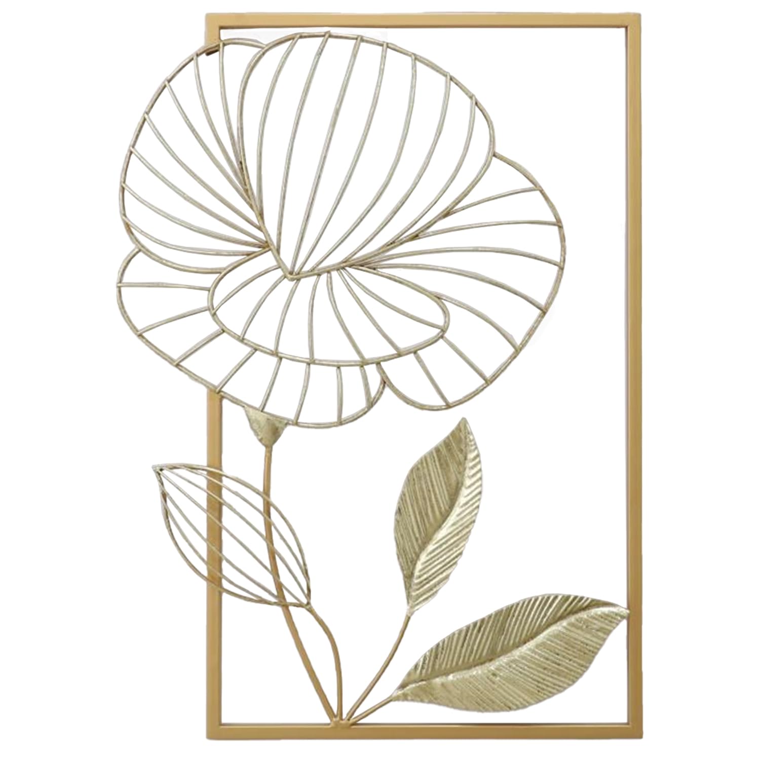 Décoration murale métal feuille dorée sculpture design relief 38x51 cm