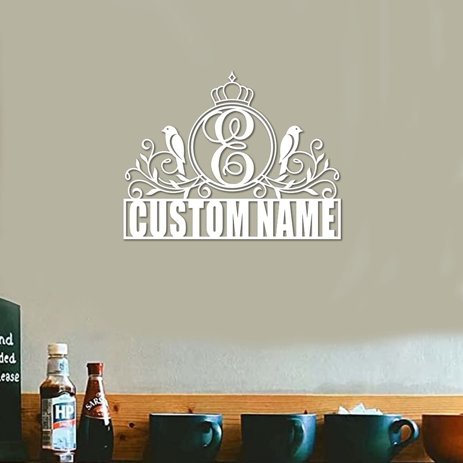 Letrero de metal con monograma de letra dividida, letrero de nombre E al aire libre, letrero personalizado para puerta delantera, apellido, letrero de metal, regalo de boda, puerta, colgador de metal,