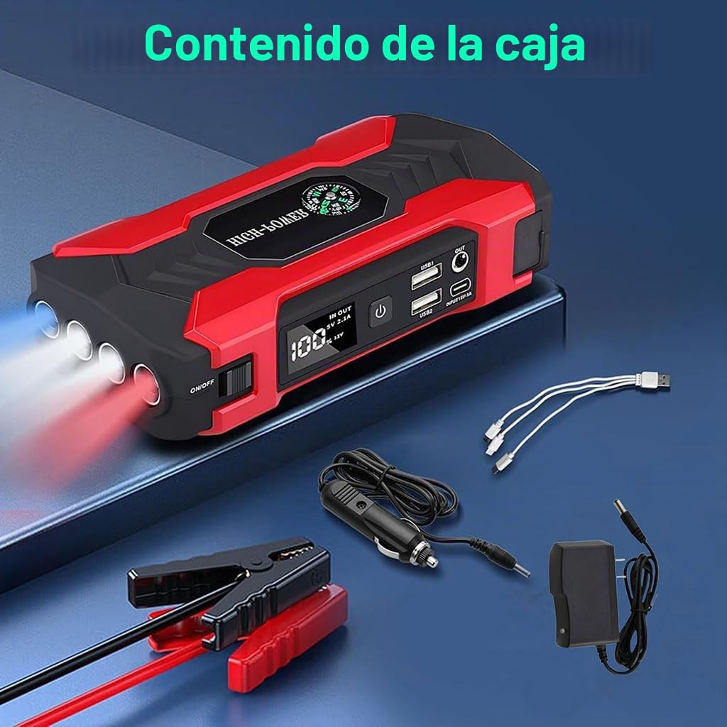 Arrancador de batería de Coche para Toyota CHR 2018-2025, 12V 28000mAh Arrancador de Coches Pinzas Bateria Booster Bateria Accesorio