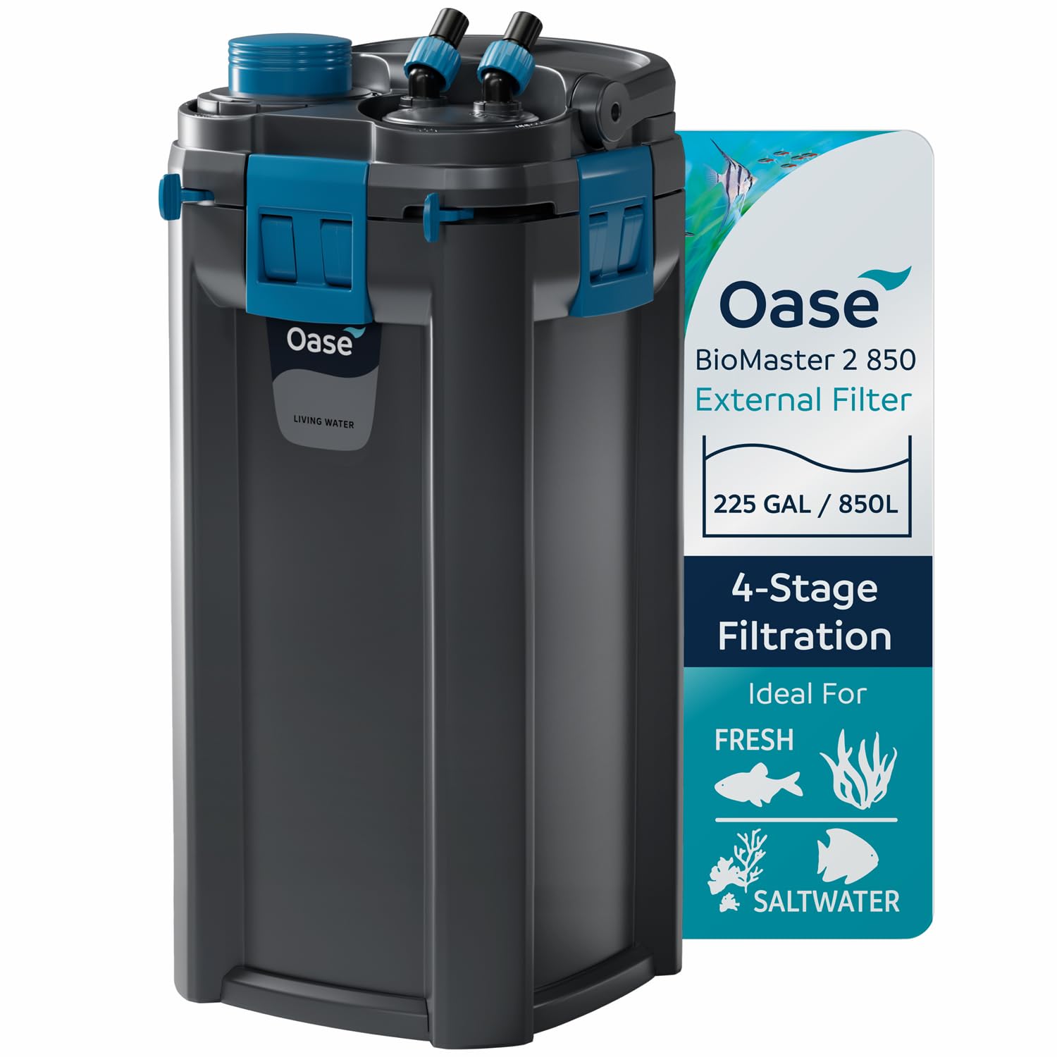 OASE BioMaster 2 850 Canister Filter for Aquariums – External Aquarium Filter with EasyClean Pre-Filter – Quiet Performance – Freshwater & Saltwater,