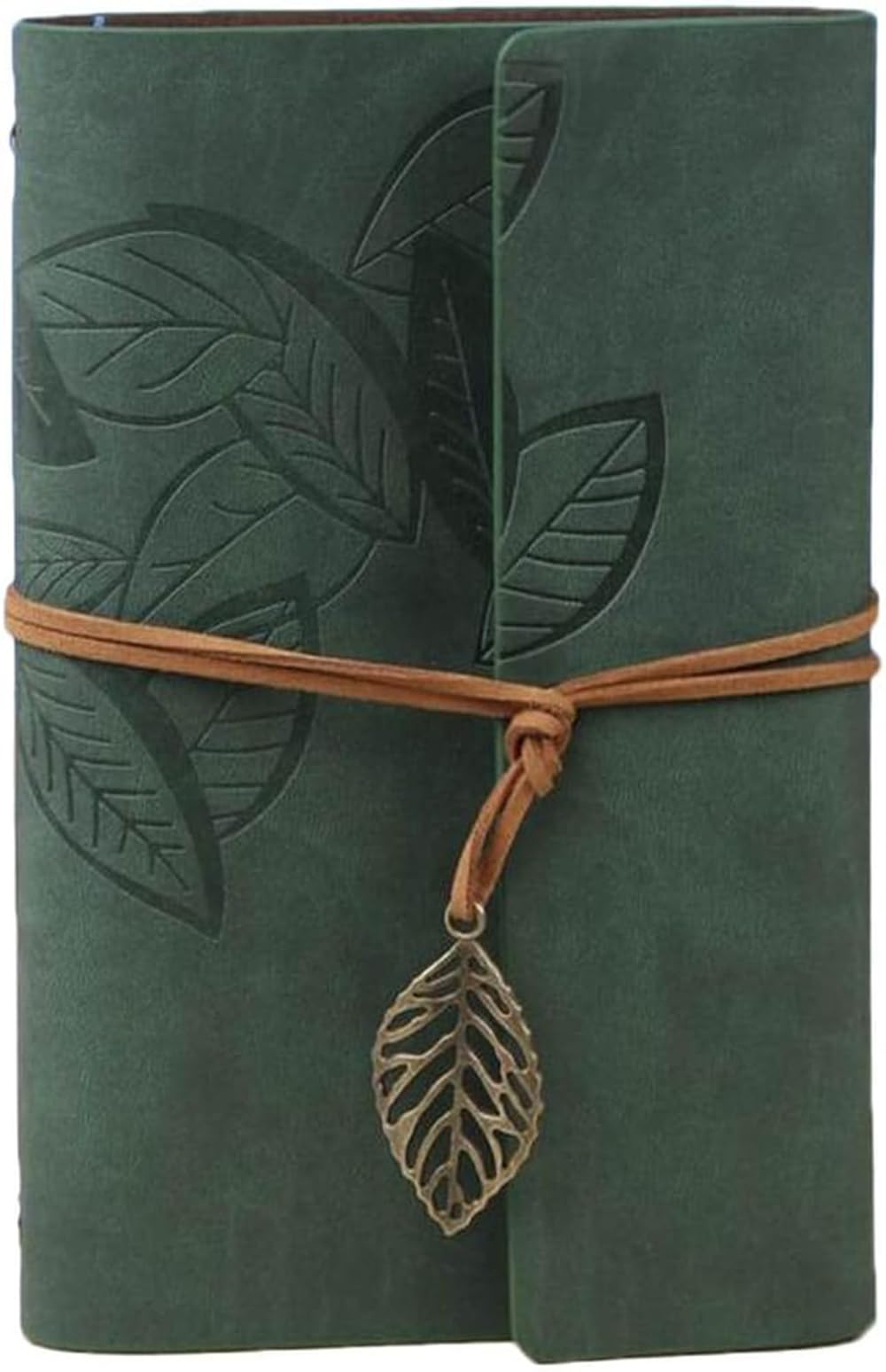 Bloc-notes antique en cuir vert foncé pour vos notes de voyage