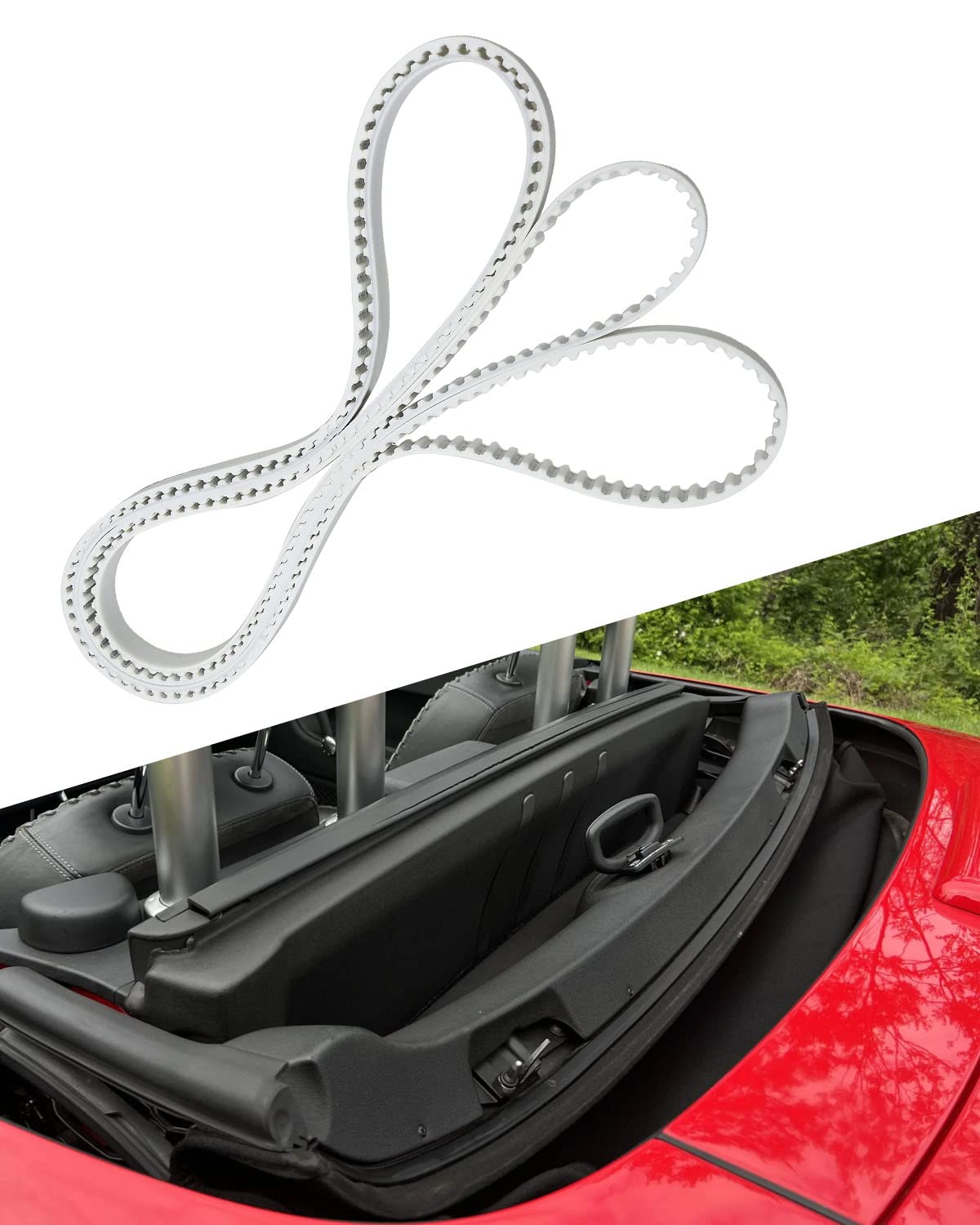 8N7862997 Windscreen Toothed Belt Fit for Audi TT MK1 1.8L 3.2L A/T M/T 2001-2006, Convertible Top Soft Top Rear Replacement Drive Belt Replace 8N7-7862-997