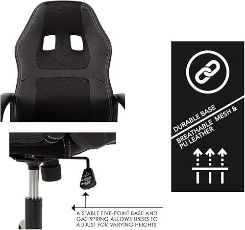 Miniatura 6 de BestOffice - Silla de oficina para escritorio de juegos, silla de juegos de carreras, con respaldo alto, para computadora, giratoria, silla de Negro