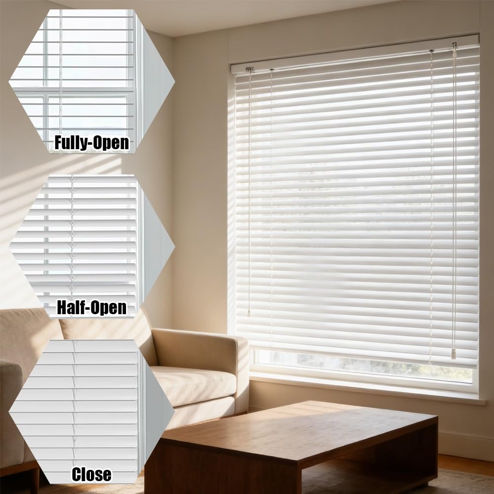 Premium 25 mm aluminiowy, bezprzewodowy, wodoodporny, wenecki bli dla prywatności i kontroli światła, idealny do domu, biura, sypialni i łazienki, dostępny w kolorze kremowym i wielu rozmiarach (25
