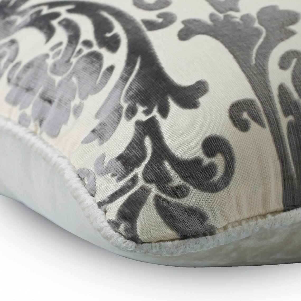 Fabric Mart Direct Paloma Grey 60x60 cm Burnout Velvet Federa Cuscino, Edera Grigio Velluto Federa x Divano, Moderno Natura e Fiori Euro Sham Covers - Paloma Grey Floral