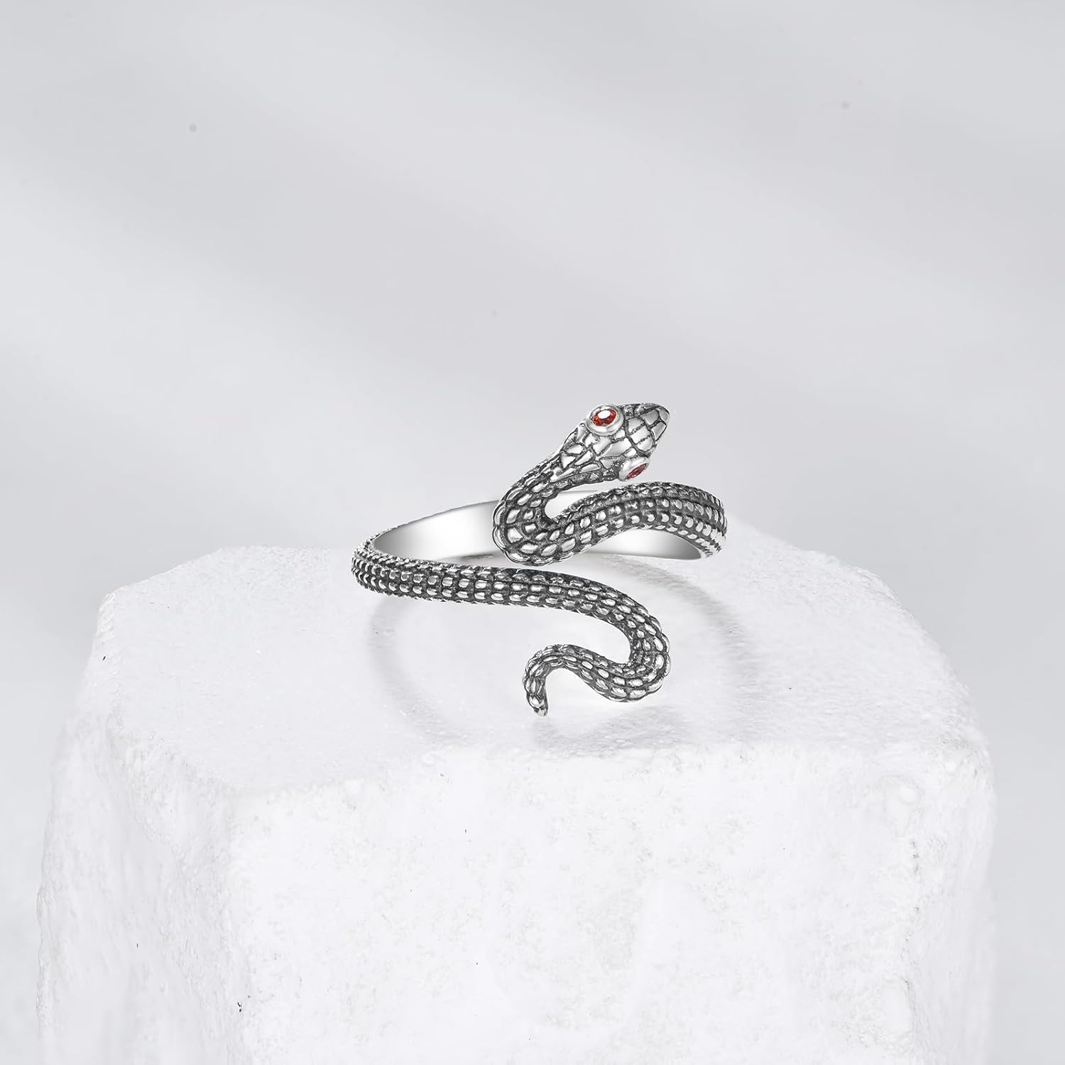 Snake Ring 925 Sterling Silver Snake Open Ring Animals Jewelry Vintage Gifts for Men Women - Image 2