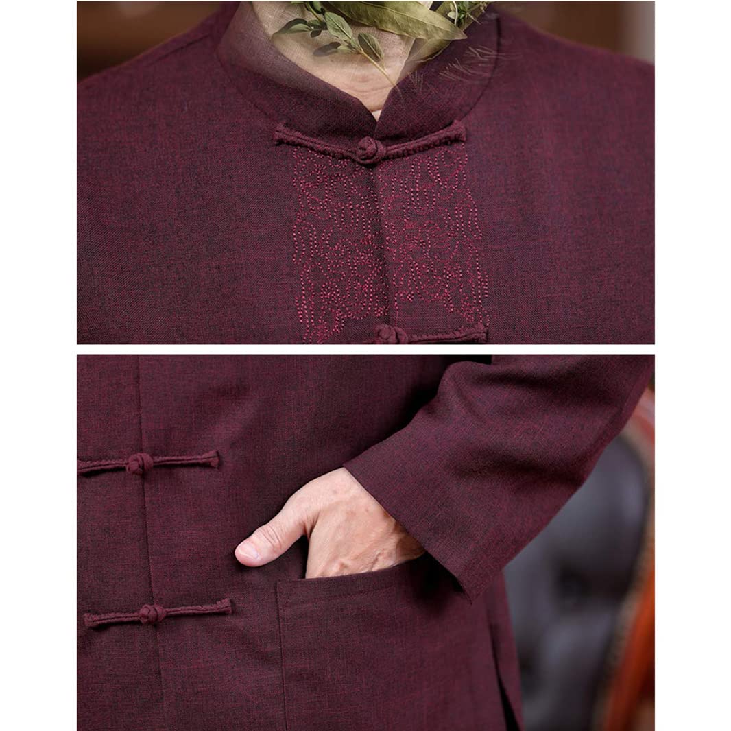 Tang-Anzug Herrenbekleidung Baumwolle und Leinen Tai Chi Kleidung Kung Fu Hemd Uniform Langarmoberteile und Hosen, Kleidung (AL)