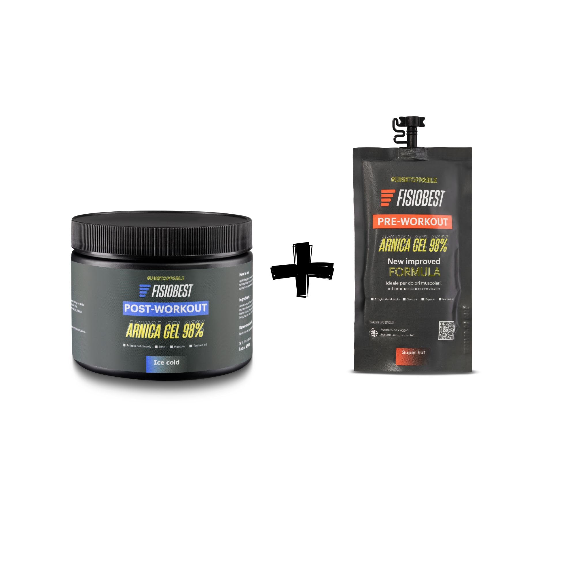 Arnica para caballos uso humano extra fuerte 98%, 500 ml efecto frío + 50 ml efecto calor, gel árnica fuerte de acción intensa, para masaje de músculos – Fabricado en Italia Fisiobest