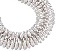 Vista 10 de Cheris - 125 cuentas de metal Heishi de 0.236 x 0.118 pulgadas (0.236 x 0.118 in) chapadas en plata, no magnéticas, cuentas sueltas de hematita