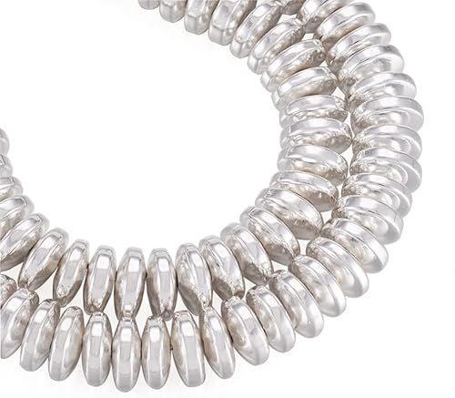 Miniatura 10 de Cheris - 125 cuentas de metal Heishi de 0.236 x 0.118 pulgadas (0.236 x 0.118 in) chapadas en plata, no magnéticas, cuentas sueltas de hematita