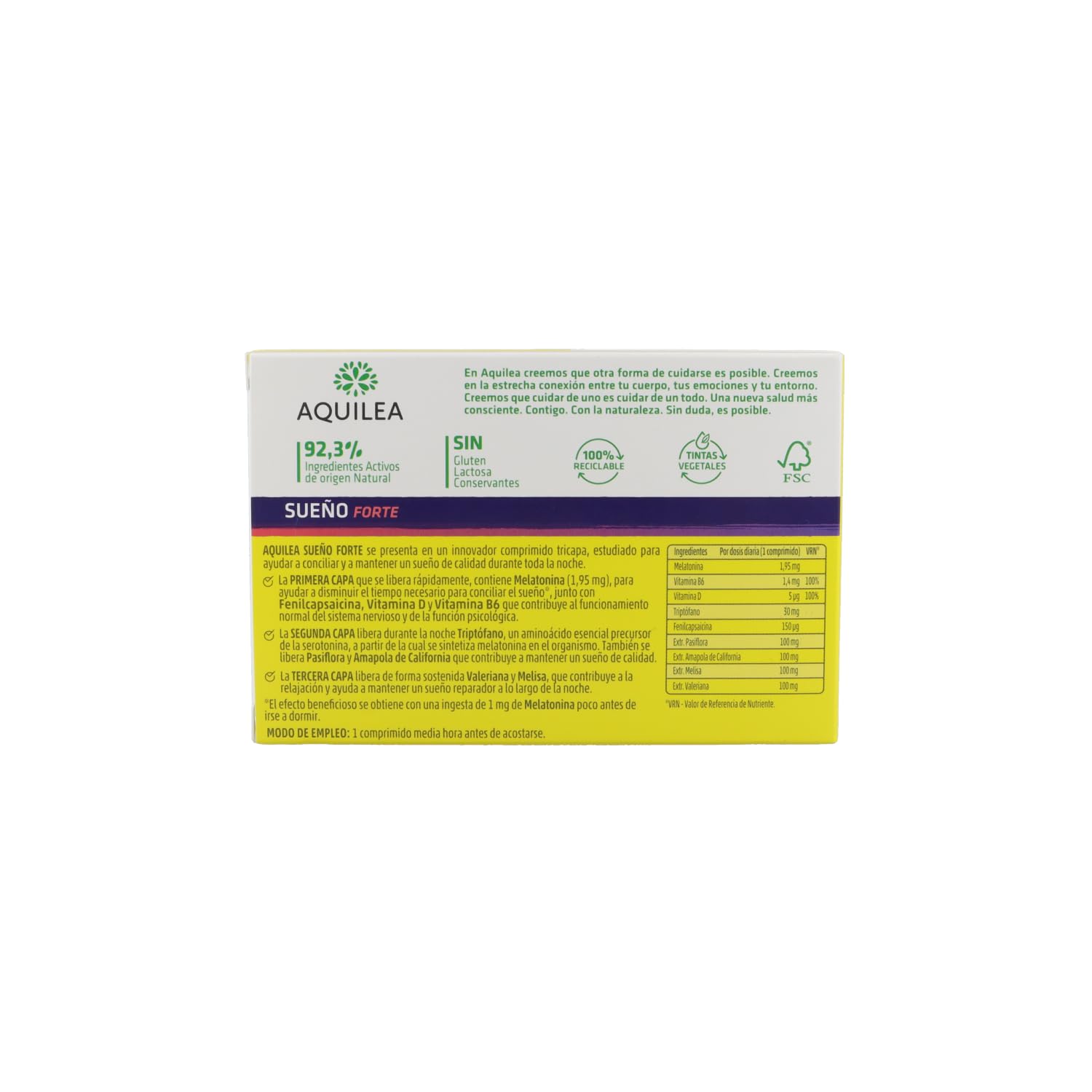 AQUILEA | Sueño Forte | Descanso | 60 comprimidos - Tecnología Tricapa | Sin Gluten, Sin Lactosa, Sin azúcar añadido | Pasiflora, Amapola de California, Valeriana y Melisa | Vitamina D y Vitamina B6